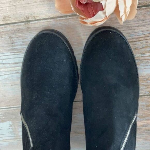 Eileen Fisher Alto Black Suede Wedge Ankle Boots Booties Platform Size 7 Zip - Picture 14 of 14